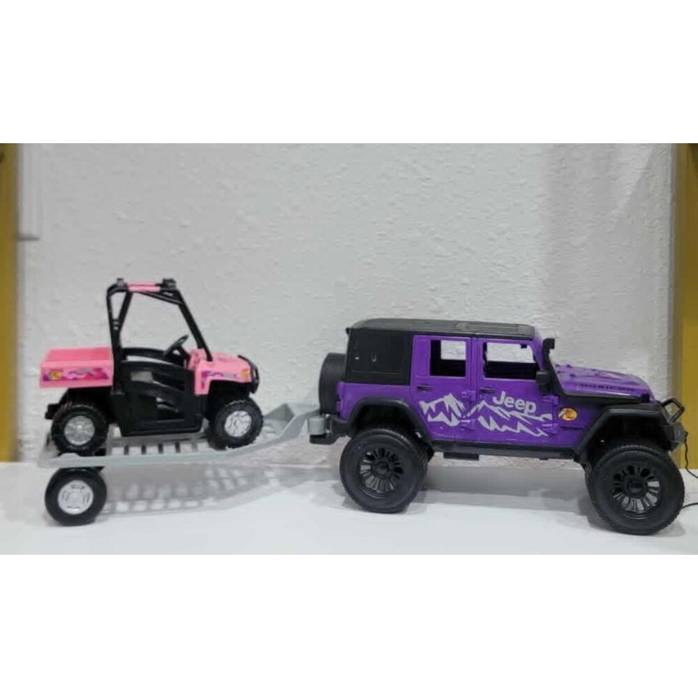 Bass Pro Shop Purple Jeep Rubicon Trailer Side by side with winch Kids Toy